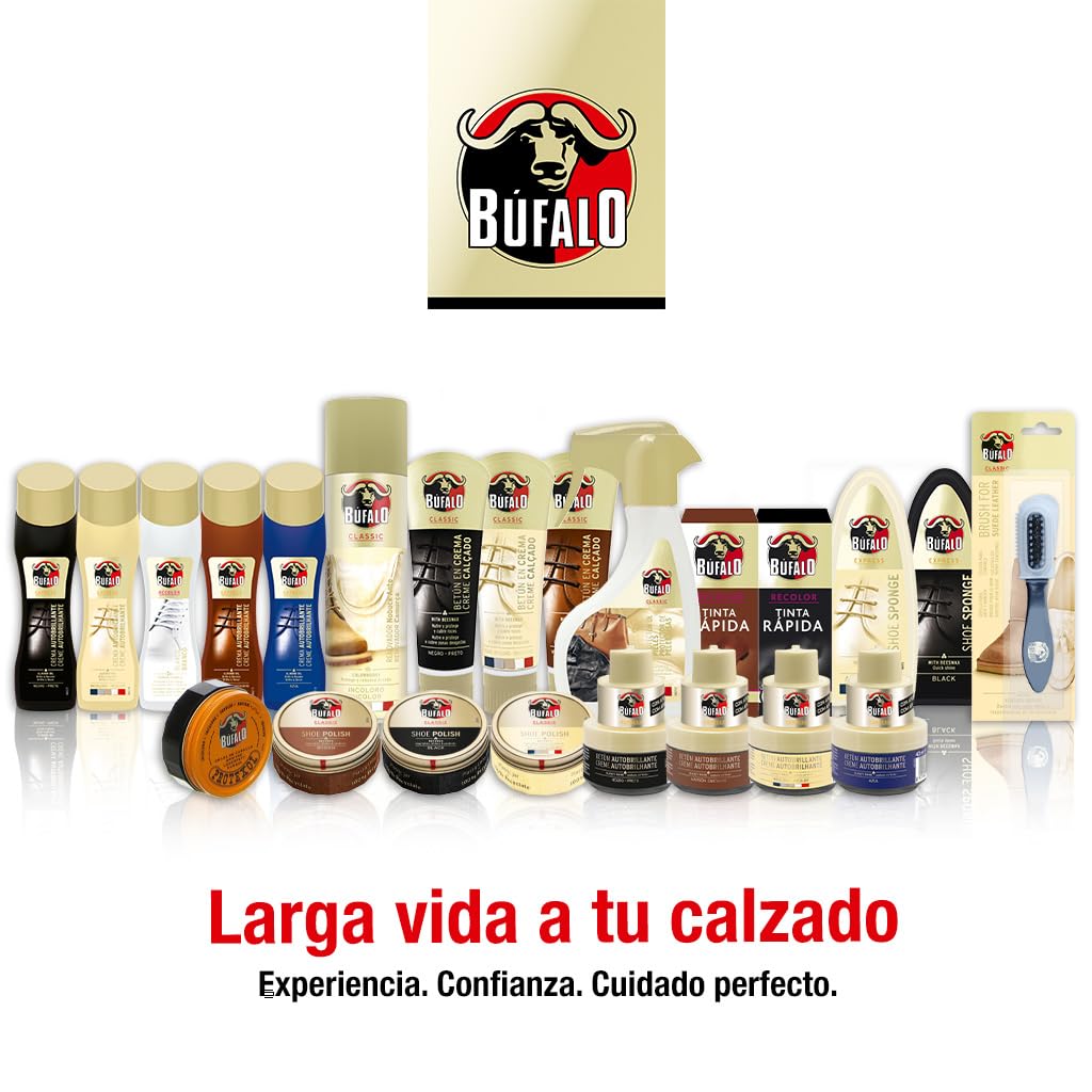 Búfalo - Spray Impermeabilizante Calzado 250ml - Spray Protector Zapatillas Transparente- 100% Repelente al Agua y a la Suciedad | Para Zapatos de Tela, Cuero y Textiles | Protector de Ante y Nobuk